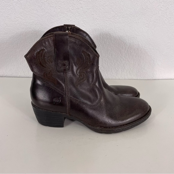 Born Shoes Born Brown Leather Low Western Cowboy Boots Poshmark